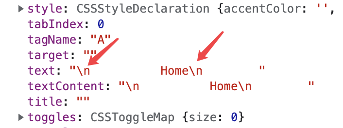 Additional lines and whitespaces wrapping textContent attributes value